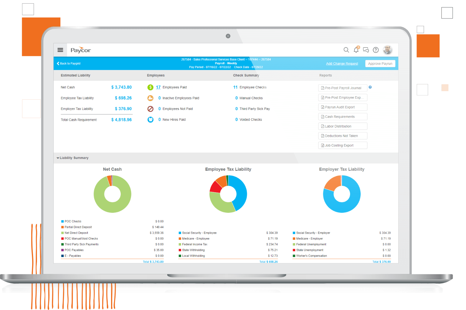 captura de pantalla del software de monitorización remota Paycor