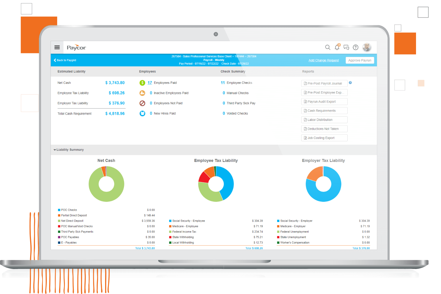 captura de pantalla del software de monitorización remota Paycor