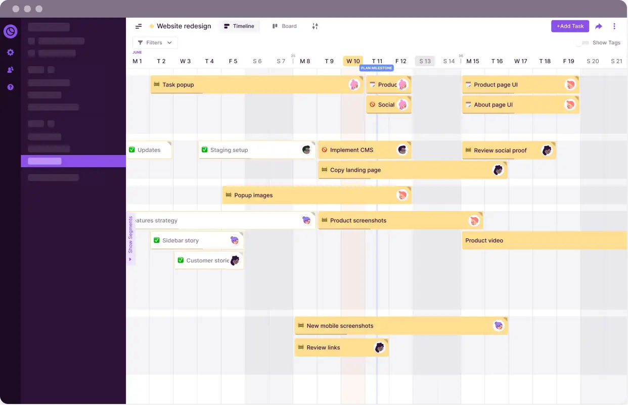 captura de pantalla del software de monitorización remota Toggl Plan