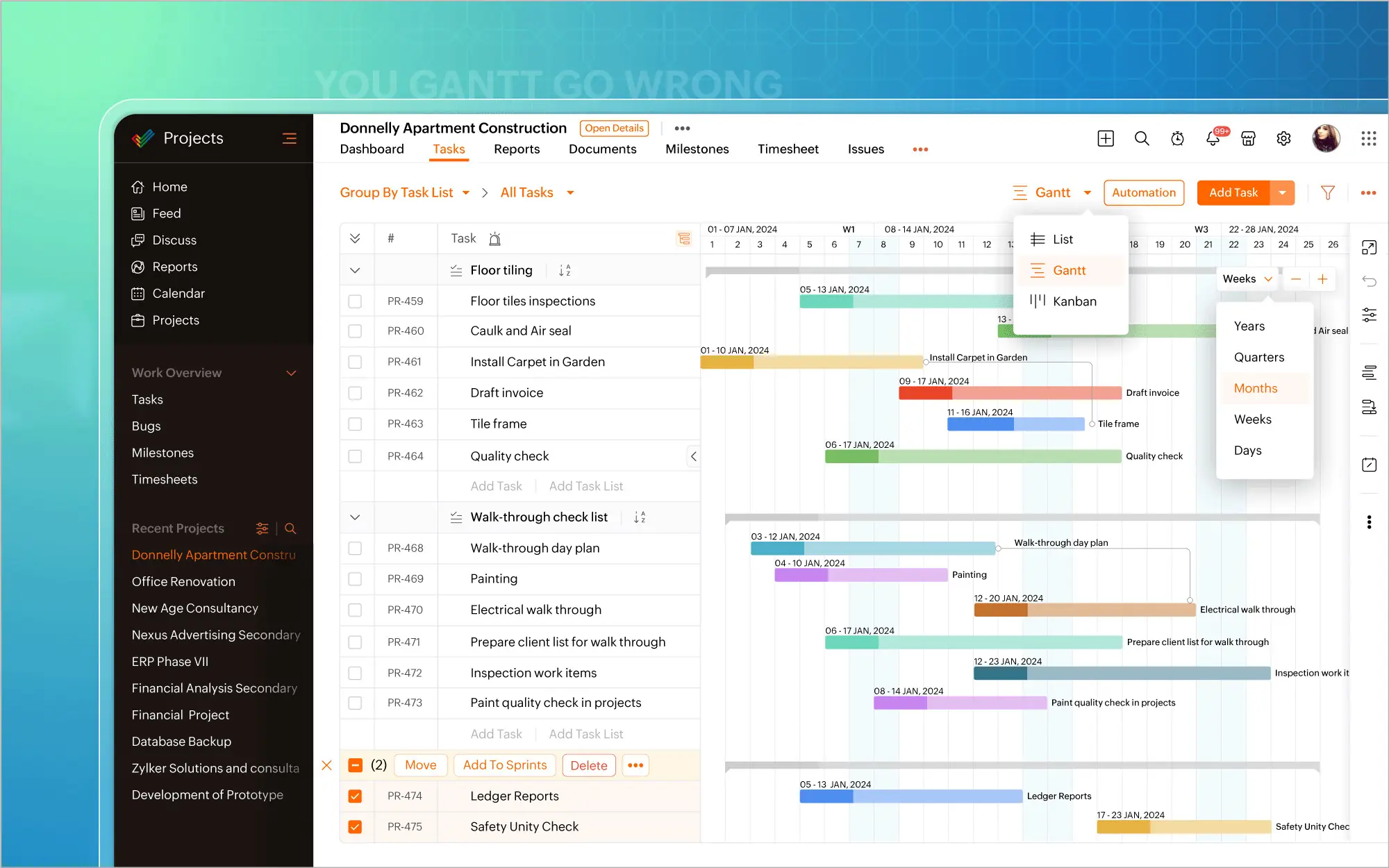 Software para trabajo remoto Zoho Projects