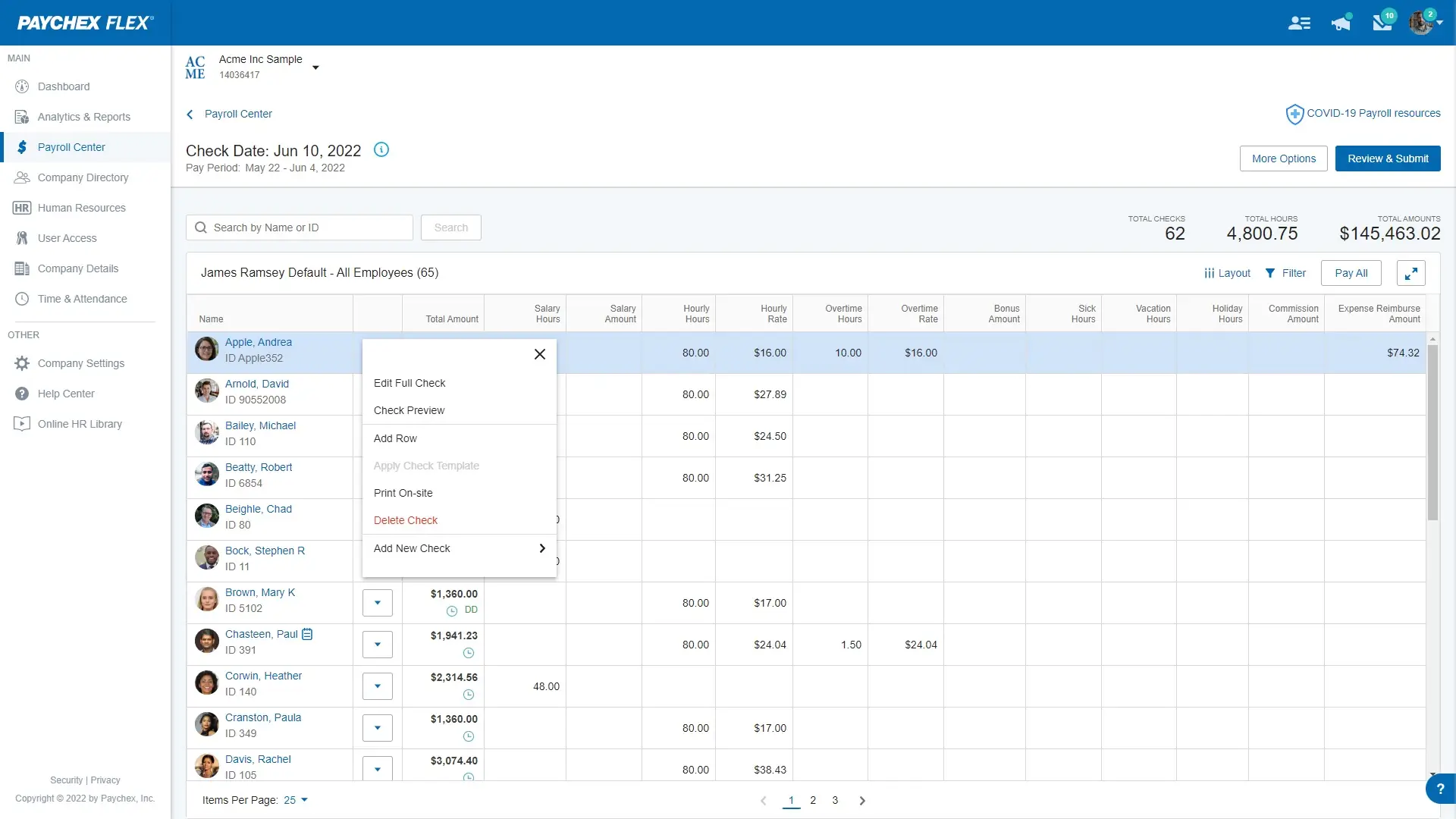 paychex screenshot