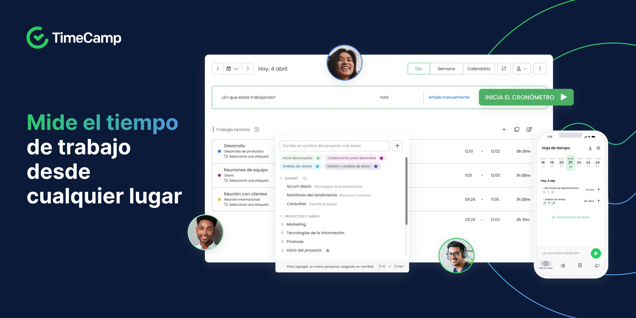 Control de tiempo Enterprise timecamp
