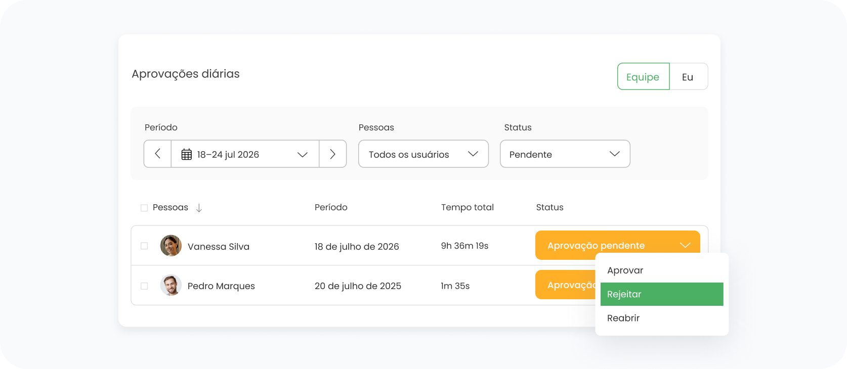 Aplicação de políticas e aprovações
