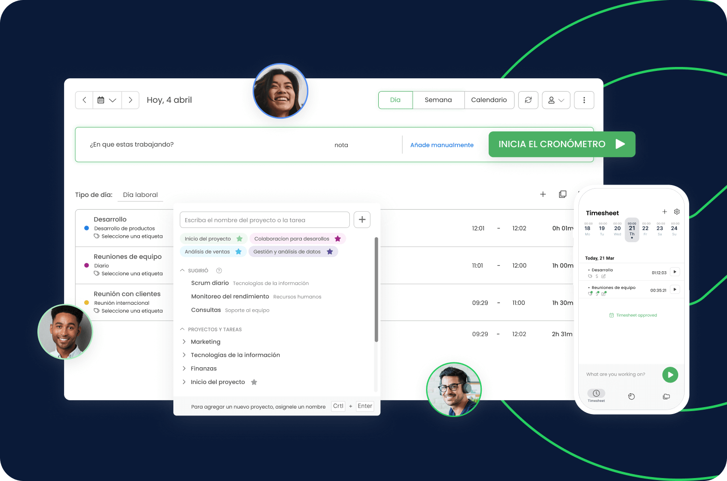 Timecamp top section