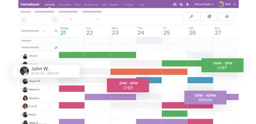 planowanie pracy w Homebase