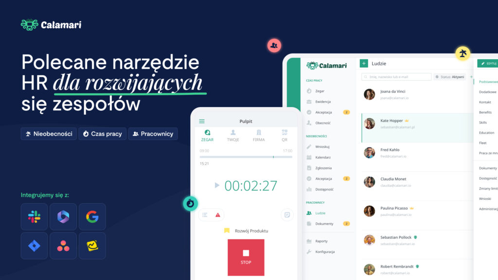 grafika przedstawiajaca zrzuty z aplikacji Calamari