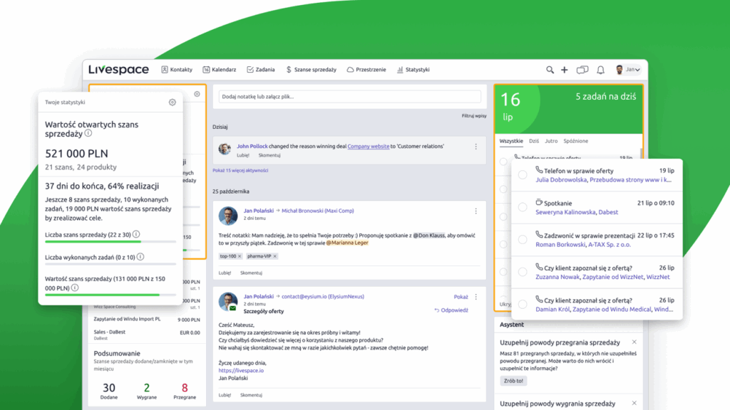 grafika przedstawiająca widok aplikacji Livespace