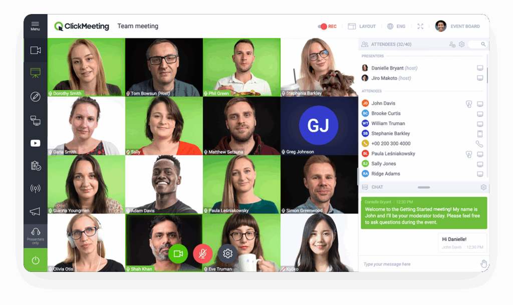 widok z aplikacji ClickMeeting na potrzeby atrykułu pt. narzędzia do pracy hybrydowej