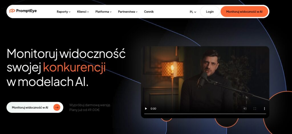 zrzut ekranu strony internetowej prompteye