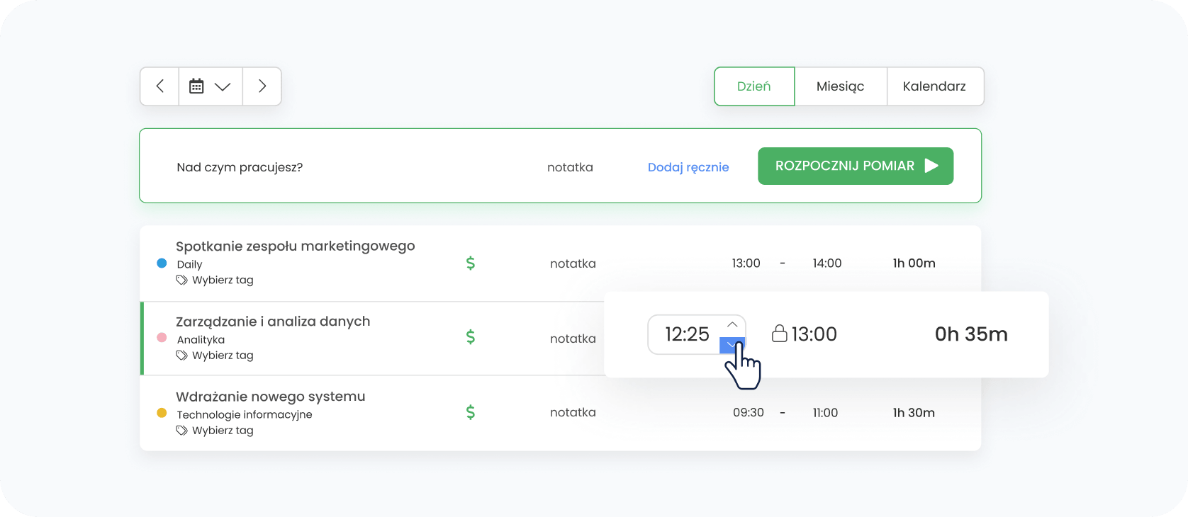 Podstawowe śledzenie czasu